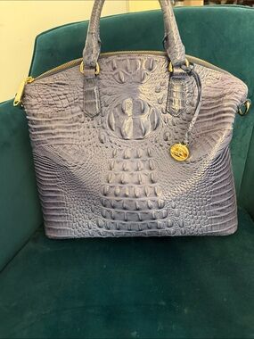 Brahmin- Croc-Embossed Tote Bag with Gold Accent